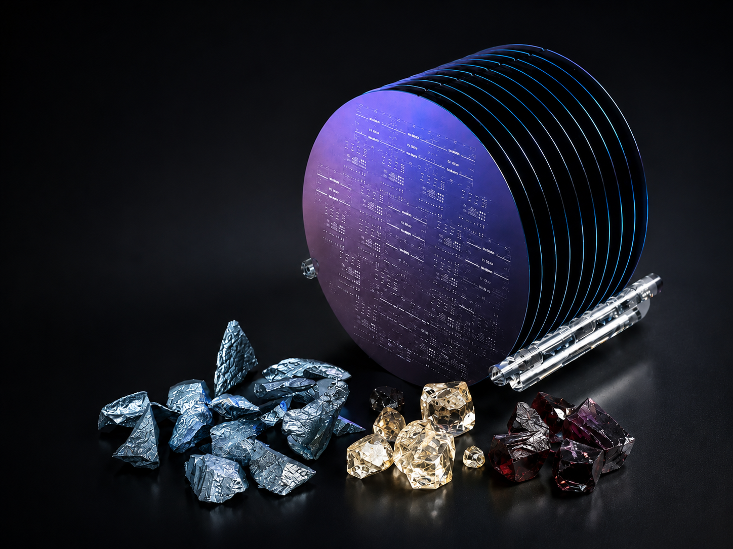 Semiconductor wafers with silicon carbide, gallium oxide and ultra-wide bandgap crystal material